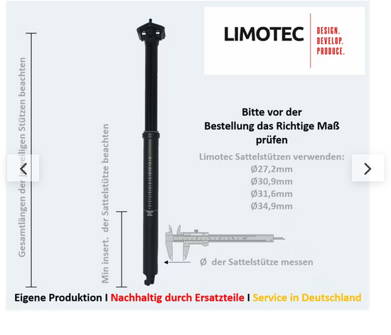 Limotec Alpha A6 Air gefederte, absenkbare Sattelstütze